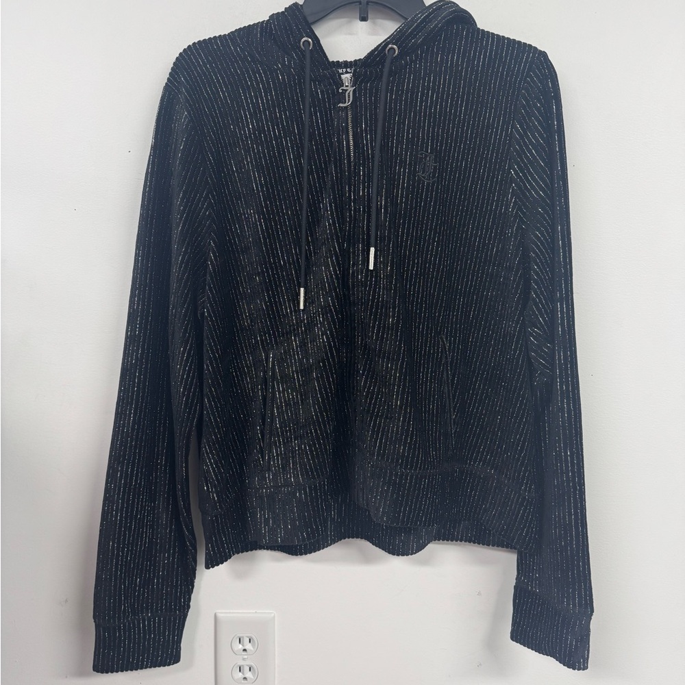 Juicy Couture Black and Silver Zippered Sweatshirt